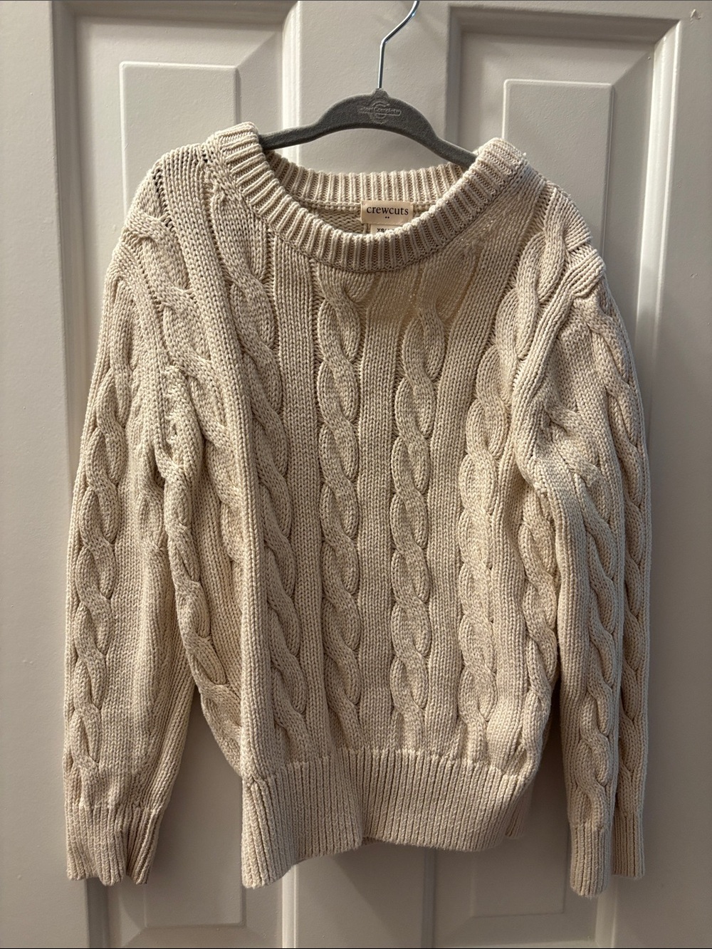 Crewcuts Cream Cable-Knit Crewneck Sweater
